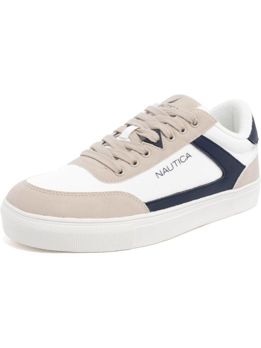 Nautica Men's Off White Navy Square Toe Classic Lace Up Low Top Fashion Sneakers
